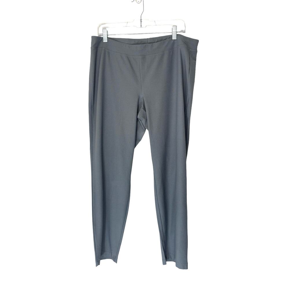 Eileen Fisher Pants Blue Pull On Elastic Waist Relaxed Straight Leg Casual Large
